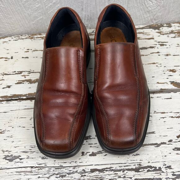 Ecco Leather Dress shoe men’s size 43 (9-9 1/2) Brown slip on Great Condition ! - Picture 6 of 10